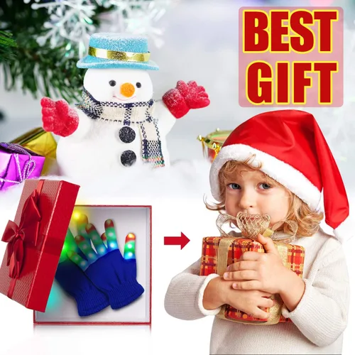 Vista 7 de Guantes con luces LED en los dedos para niños, divertidos, para regalo.