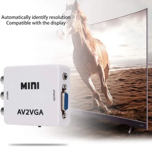 Vista 7 de Convertidor Mini VGA a Video, Adaptador compuesto a VGA, TV SetTop Box Audio Video Converter (blanco)