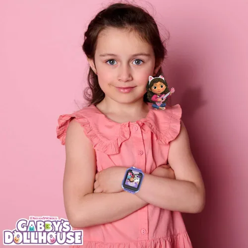 Vista 4 de Accutime Niños Gabby's Doll House Morado Reloj inteligente educativo con pantalla táctil para niñas, niños, bebés - Cámara de selfie