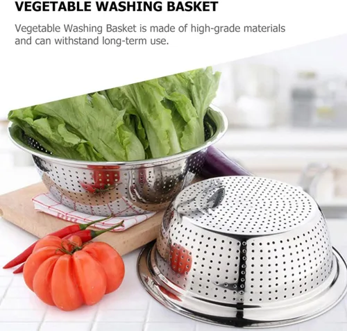 Vista 5 de Stainless Steel Rice Washing Sifter Basin with Widened Edges