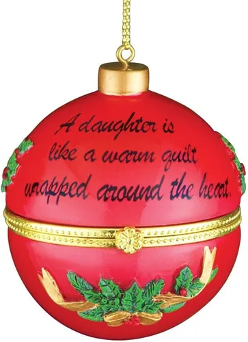 Vista 9 de Collections Etc Adornos navideños con cita conmovedora y colgador dorado, compartimento interior para regalo pequeño, hermana