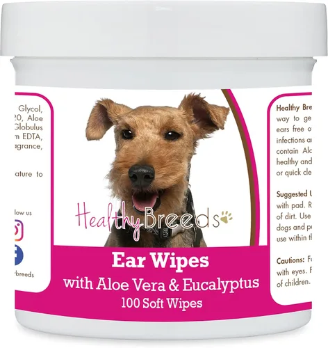 Vista 22 de Healthy Breeds Affenpinscher Toallitas de limpieza de oídos con aloe y eucalipto para perros, 100