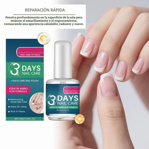 Vista 4 de 3 unidades de cuidado de uñas de 3 días, cuidado de uñas de aminoácidos de queratina, acondicionador de uñas de secado rápido para uñas secas