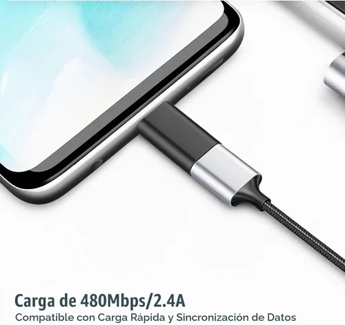 Vista 3 de Adaptador micro USB a USB C, convertidor tipo C hembra a micro USB macho
