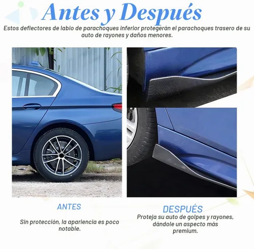 Vista 3 de BESULEN 2 piezas de divisor difusor de guardaparachoques trasero universal para coche, protector antiarañazos para la falda lateral