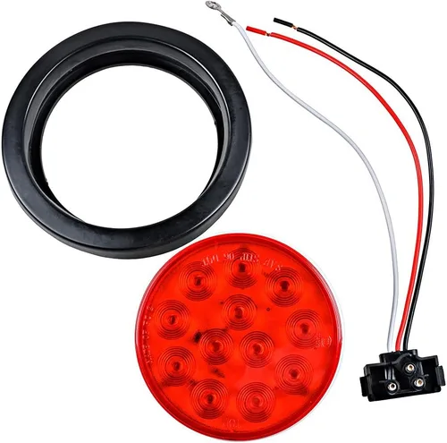 Vista 5 de Astra Depot Juego de 4 unids rojo 4 "redondo 12 LED Stop Running Luz trasera Ojal Plug para vehículo largo camión remolque