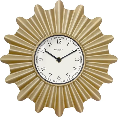 Vista 7 de Starburst Reloj de pared, silencioso, sin ticks, reloj de metal, estilo moderno (cobre antiguo, 12 pulgadas) Silent Non Ticking, Domed Glass Lens