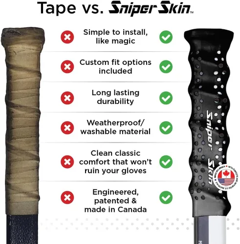 Vista 3 de SNIPER SKIN Agarre de hockey, se adapta a palos de adultos y niños, fácil de instalar, duradero, mejor que la cinta de hockey, ideal