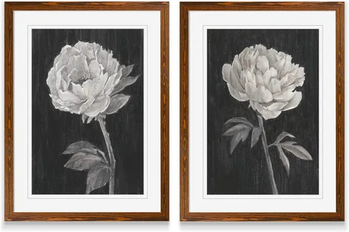 Vista 59 de Renditions Gallery- Lienzo enmarcado con flores blancas y negras Flores blancas y negras 1 juego/marco negro