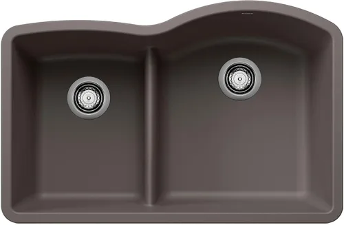 Vista 8 de BLANCO, Anthracite 441598 DIAMOND SILGRANIT 40/60 - Fregadero de cocina con doble cuenco con división baja, 32 x 21 pulgadas