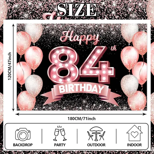 Vista 361 de Cartel de feliz cumpleaños décimo oro rosa, telón de fondo, saludos a 10 años, globos de confeti, decoración temática para niñas de 10 años