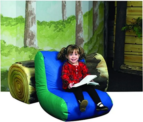 Vista 4 de Children's Factory School Age Tumbona con respaldo alto - Muebles de aula azul y verde (CF610-068), asiento individual/4 años +