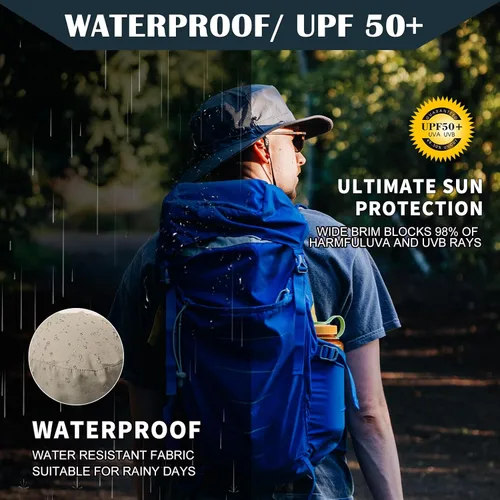 Vista 5 de TOP-EX LXLXXL UV50+ Sombrero impermeable de ala ancha con malla ventilada transpirable