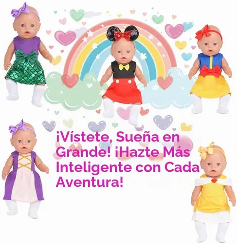 Vista 5 de Accesorios para muñecas de bebé, 5 ropa de muñeca, trajes de princesa de sirena para muñecas de 15 a 18 pulgadas, muñecas de bebé de 15 pulgadas, 10