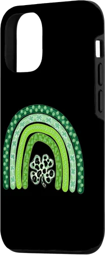 Vista 2 de Funda para iPhone 15, diseño de trébol de cuatro hojas, diseño de leopardo, arco iris, día de San Patricio, para niños