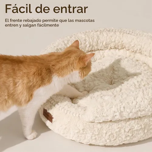 Vista 4 de FUKUMARU Cama para gatos de interior, cama para perros pequeños, lavable Crema