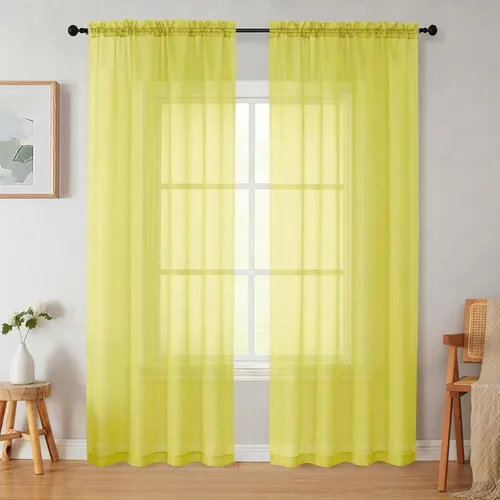 Vista 306 de 2 paneles de cortinas traslúcidas blancas para dormitorio, sala de estar, 96 pulgadas de largo, modernas, suaves, ligeras, con bolsillo para barra