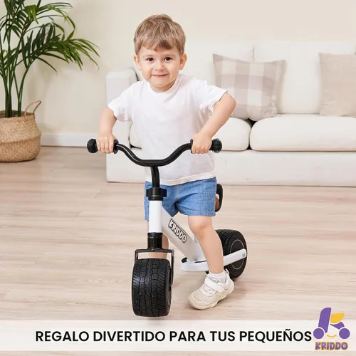 Vista 4 de KRIDDO Bicicleta de Equilibrio para Niños de 1-2 Años, Mini Crucero para el Primer Cumpleaños, Negro Asiento ajustable Mini Cruiser, regalos