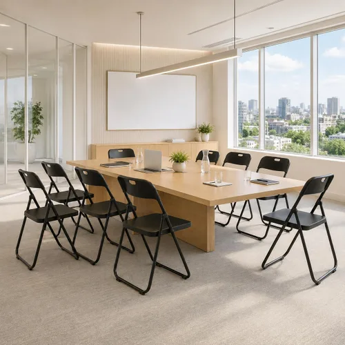 Vista 2 de Paquete de 6 sillas plegables de plástico negro, silla plegable Nuevo Negro
