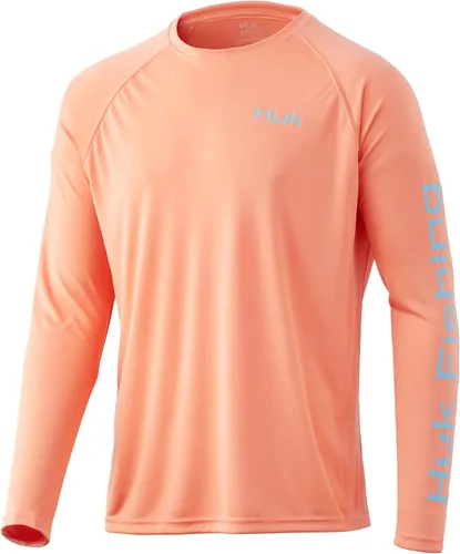 Vista 13 de HUK Camiseta de pesca de manga larga con protección solar para hombre Vc Pursuit Pescado de hueso - Glaciar