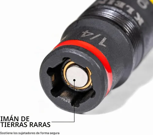 Vista 5 de Klein Tools 32931 Juego de llaves de impacto SAE 3 en 1, 1 enchufe abatible con tamaños de destornillador de tuerca de 1/4 y 5/16 y soporte