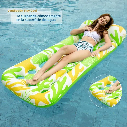 Vista 3 de Jasonwell Inflatable Pool Float Lounge - Floaties Rafts for Adults Floating Lounger Sun Tanning Floats Cool Water Floaty Swimming Lake Beach Party