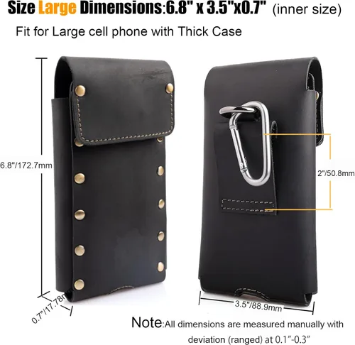 Vista 2 de Topstache Funda de cuero para teléfono – Soporte universal para cinturón para Samsung S23/S22 y iPhone 14 Pro/14, compatible con Otterbox, funda