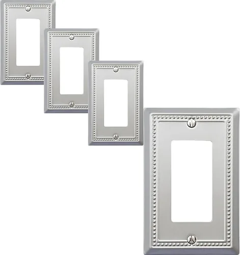 Vista 13 de OKAWYC Belaire - Cubierta para interruptor de luz de decoración individual, placa de pared de metal con cuentas, paquete de 4 unidades de bronce
