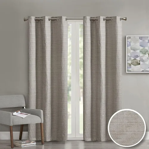 Vista 8 de Comfort Spaces - Juego de 2 paneles de cortina de tela de ramio para ventana Gris