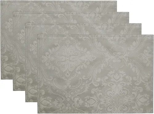 Vista 6 de Elrene Home Fashions Caiden Elegance - Manteles individuales de tela de damasco, 13 x 19 pulgadas, arándano, 4 unidades (paquete de 1)