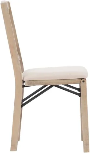 Vista 6 de MAKLAINE Juego de dos sillas plegables X-Back, asiento acolchado en madera blanqueada
