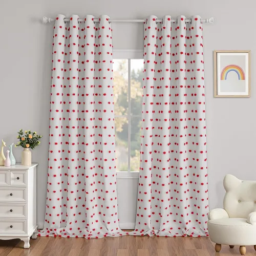 Vista 17 de MYSKY HOME - Cortinas opacas rosadas para dormitorio de niñas de 54 pulgadas de largo, cortinas cortas para tratamiento de ventanas, 100% cortinas