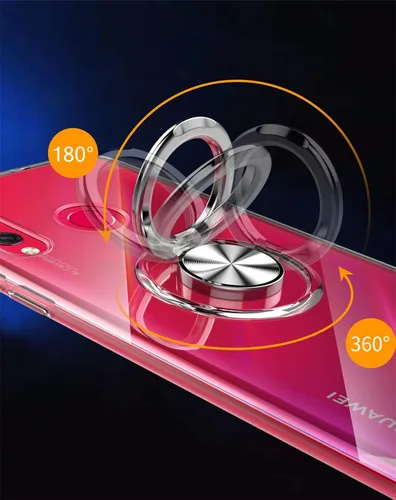 Vista 7 de SORAKA Funda transparente para Huawei P30 Lite con soporte de anillo giratorio de 360 grados, funda protectora transparente de TPU suave con placa