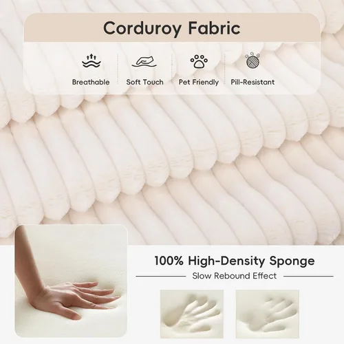 Vista 8 de Sofá cama convertible, sofá de 79 pulgadas sin huesos, sofá cama de corduroy, sofá chaise doble extragrande, futón en nube, sofá modular de piso
