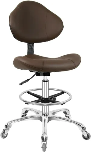 Vista 11 de Silla de dibujo giratoria con ruedas, ajustable, resistente (400 libras), soporte lumbar, silla de tareas para escritorio en casa, estudio Negro
