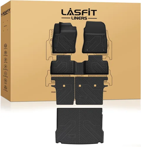 Vista 14 de LASFIT Alfombrillas de Piso Compatibles con Nissan Armada 2017-2018 / Infiniti QX56 2011-2013 / Infiniti QX80 2014-2018, TPE Para Todo Clima Ajuste
