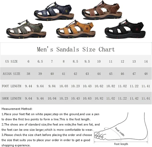Vista 5 de Giwonygki Sandalias deportivas para hombre con puntera cerrada, zapatos de agua de cuero, ligeras, para caminar, casuales, al aire libre