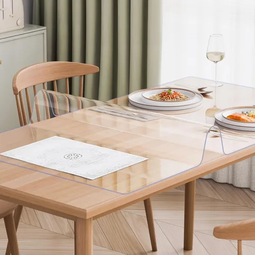 Vista 8 de VEVOR - Cubierta de mesa de plástico, 24 x 48 pulgadas, 2.0 mm de grosor, tapete de escritorio de PVC transparente protector, mantel de mesa