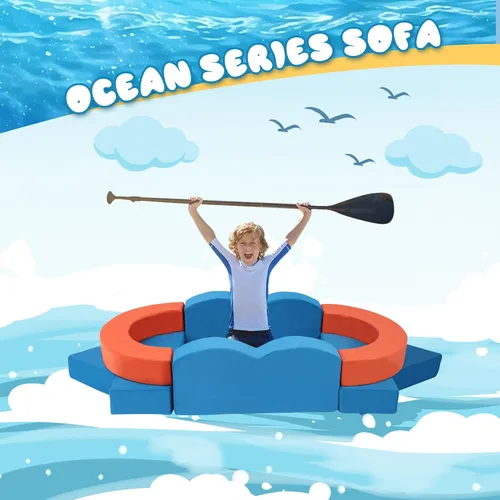 Vista 4 de Erament Sofá de Juego Modular para Niños de 22 Piezas para Niños Pequeños - Sofá Cama para Niños para Sala de Juegos, Muebles Convertibles