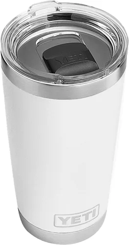 Vista 3 de YETI Rambler - Vaso de acero inoxidable con aislamiento al vacío de 20 onzas con tapa MagSlider Blanco