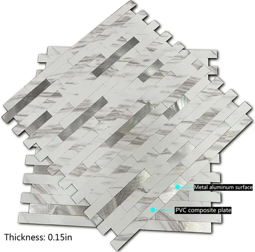 Vista 4 de XUANINY Azulejos de 10 hojas de azulejos en muro para salpicaduras, calcomanías de cocina de mármol blanco de PVC sintético, paneles de pared
