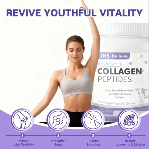 Vista 8 de Péptidos de colágeno en polvo para piel, cabello y uñas, péptidos de colágeno hidrolizados bovino para mujeres y hombres, suplementos de proteínas