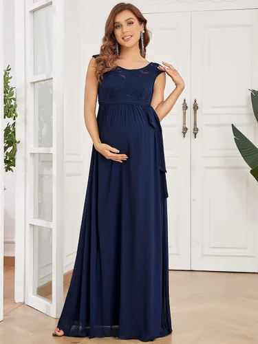 Vista 4 de Ever-Pretty Vestido largo de maternidad con cuello en V y manga casquillo para mujer 20884