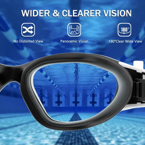 Vista 4 de Paquete de 2 gafas de natación, diez veces mayor de larga duración, anti niebla, gafas de natación para adultos, hombres y mujeres, sin fugas, clip