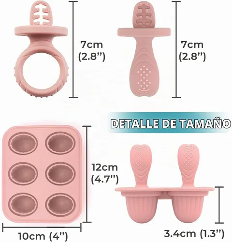 Vista 6 de Moldes de silicona para paletas de bebé, mini moldes para niños Beige y Rosa