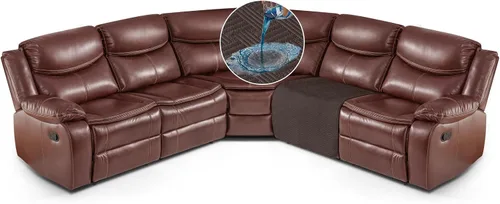 Vista 13 de KinCam Fundas impermeables para sofá modular reclinable, fundas de sofá reclinable de gran tamaño para sofá en forma de L, funda de sofá Chocolate