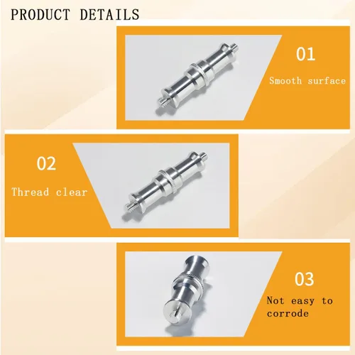 Vista 3 de KuuGuu Adaptador de trípode de tornillo roscado, convertidor de metal estándar de 1/4 a 3/8 pulgadas, adaptador de espiga para soporte de flash