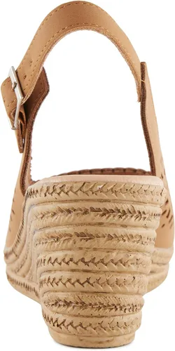 Vista 4 de Alexis Leroy tacón de cuña recortado Vamp Peep Toe Slingback sandalias de mujer