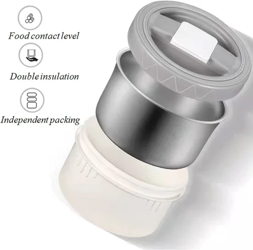 Vista 5 de Lonchera apilable de acero inoxidable de 3 niveles, botella aislada al vacío de acero inoxidable a prueba de fugas, adecuada para llevar alimentos a
