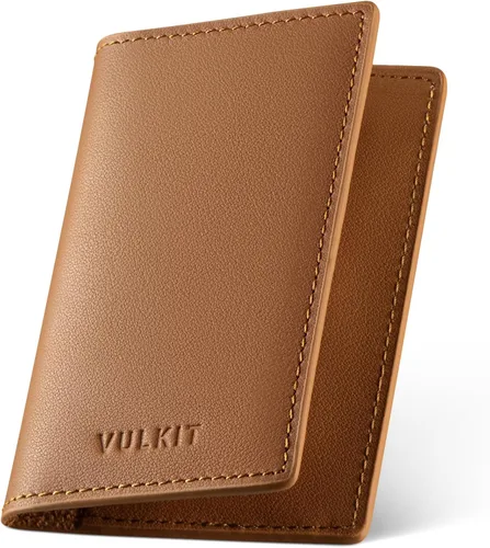 Vista 11 de VULKIT - Tarjetero de cuero para tarjetas de visita de dos lados, organizador delgado de tarjetas de nombre para negocios para hombres o mujeres